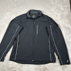 Gramicci Tech Jacket Men XL Black Soft Shell Performance Full Zip Pockets Stretc